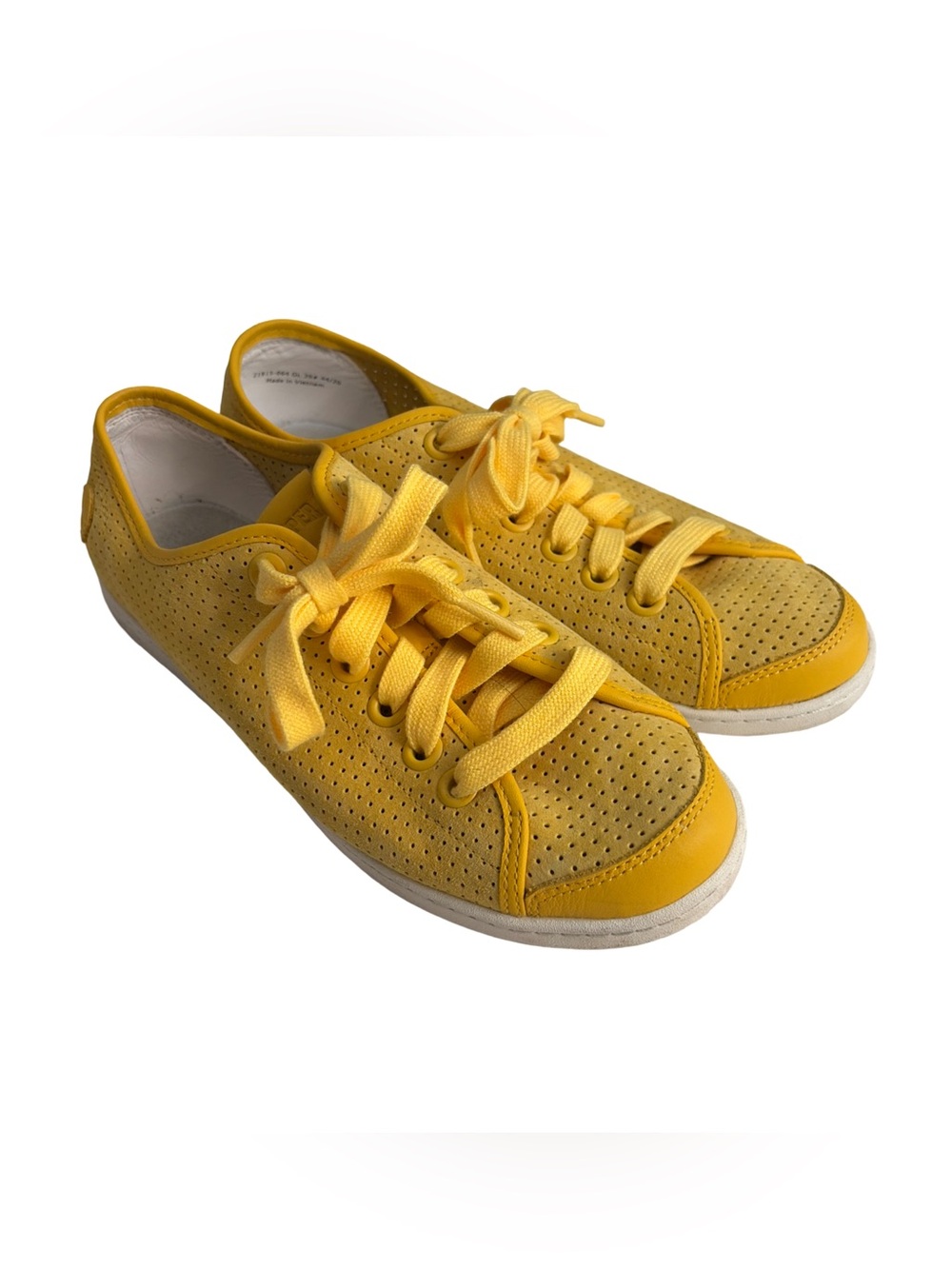 Camper Uno Women's Yellow Perforated Leather Lace-Up Sneakers -